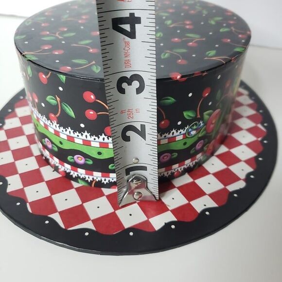 Vintage Mary Engelbreit 2000 Black Cherries Hat Box Decor - Picture 5 of 7